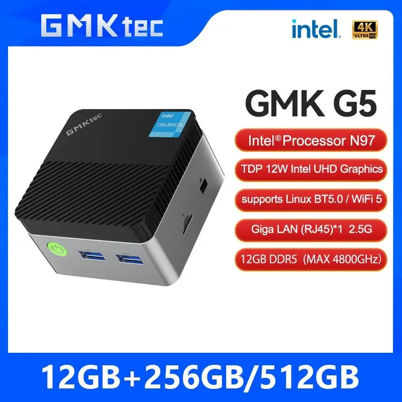 GMKtec Mini PC GMK G5 NUCBOX Intel N97 system Window 11Pro DDR5 4800MHz WIFI 5 BT 5.0 GMKtec Mini Pc - Supersell