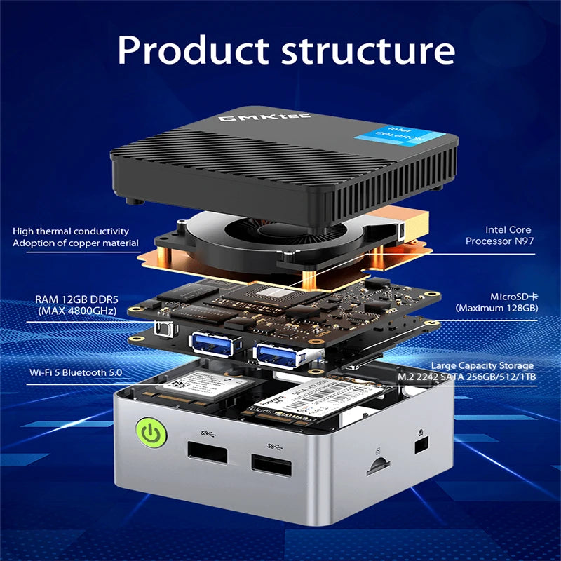 GMKtec Mini PC GMK G5 NUCBOX Intel N97 system Window 11Pro DDR5 4800MHz WIFI 5 BT 5.0 GMKtec Mini Pc - Supersell