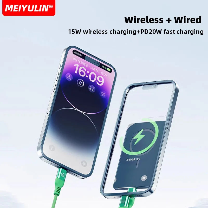 10000mAh Metal Magnetic Power Bank USB C PD 20W Slim Wireless - Supersell