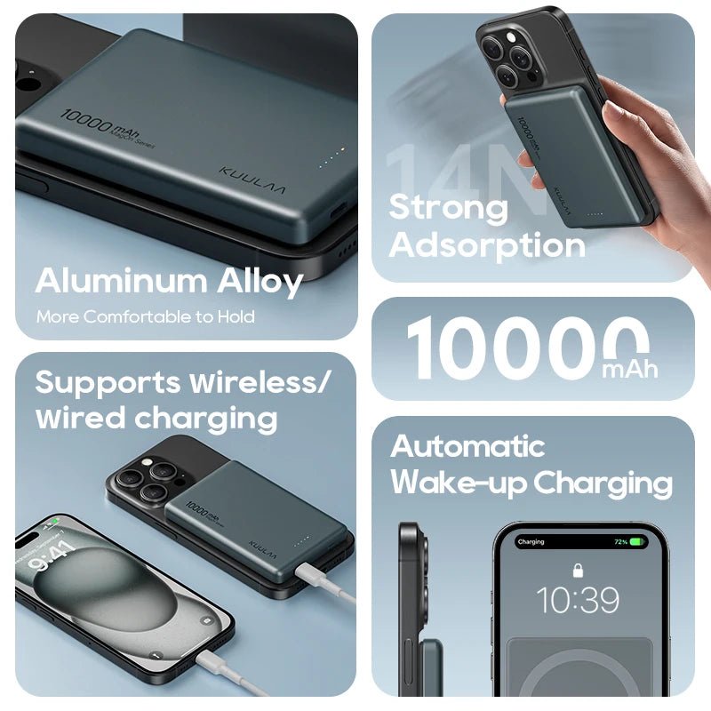 10000mAh Mini Magnetic Wireless KUULAA Power Bank - Supersell