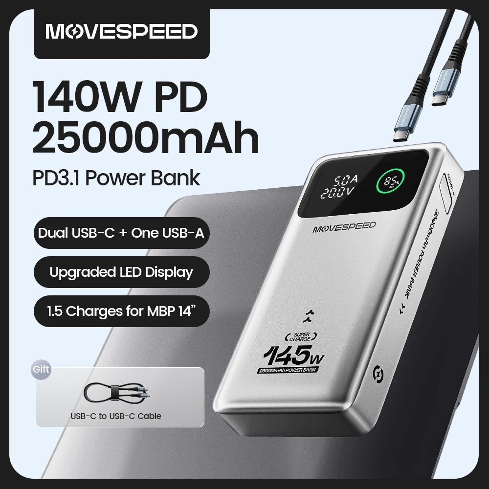 MOVESPEED 140W Power Bank 25000mAh Type C - Supersell 