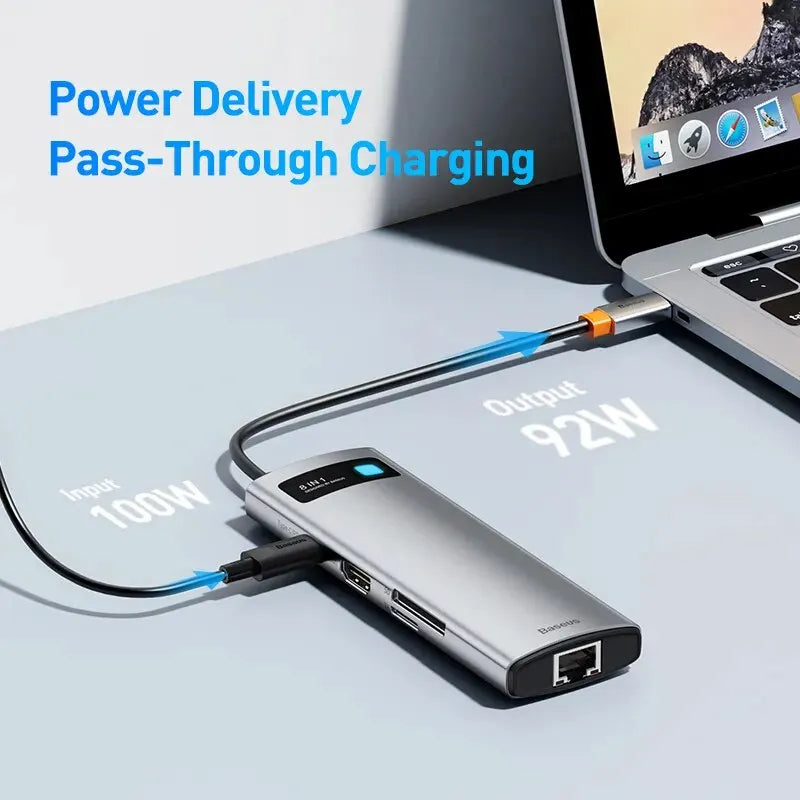 Baseus 4K 60Hz USB C Hub Type C to Ethernet Port Laptop Tablet Accessories - Supersell 