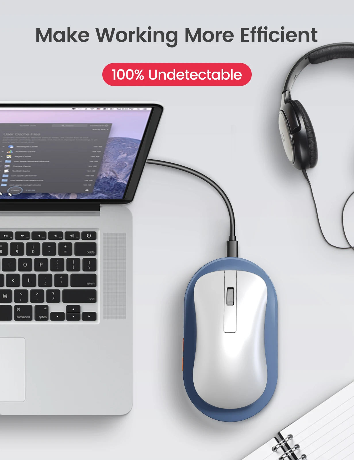Vaydeer Undetectable Mouse Jiggler with Power Adapter and ON/Off Switch Mouse Mover Simulator, Driver-Free Mouse Movement Simula - Supersell