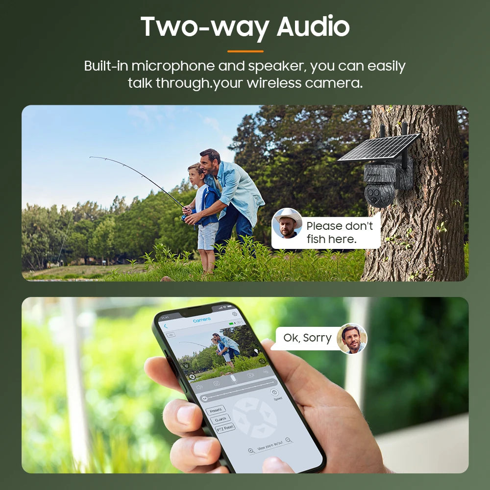 8MP 4G SIM Card / WIFI Solar Camera Outdoor Security Protection CCTV Recording in Forest / Farm - Supersell