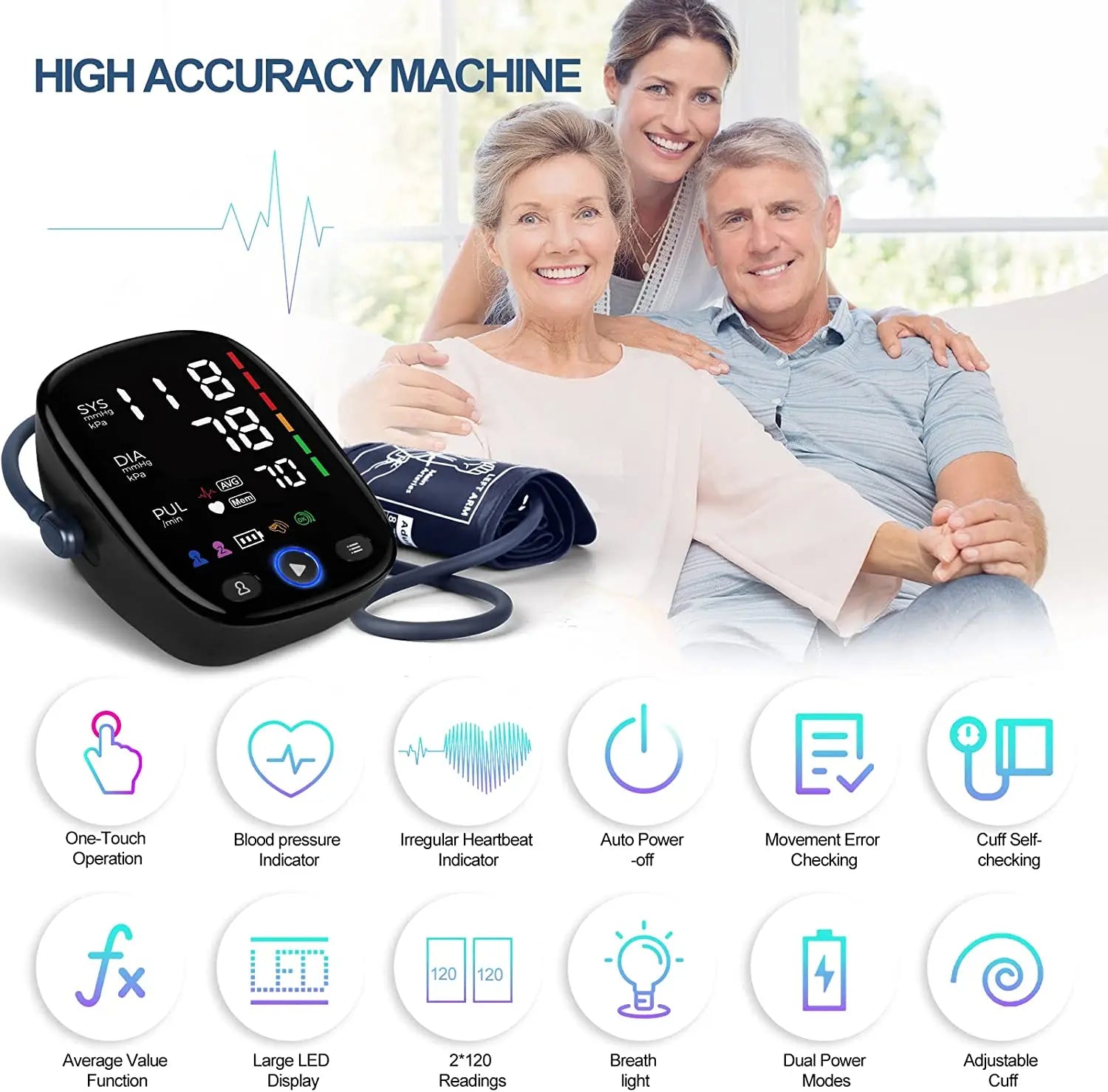 Kingclinic Blood Pressure Monitor Upper Arm Automatic BP Cuff Machine - Supersell 