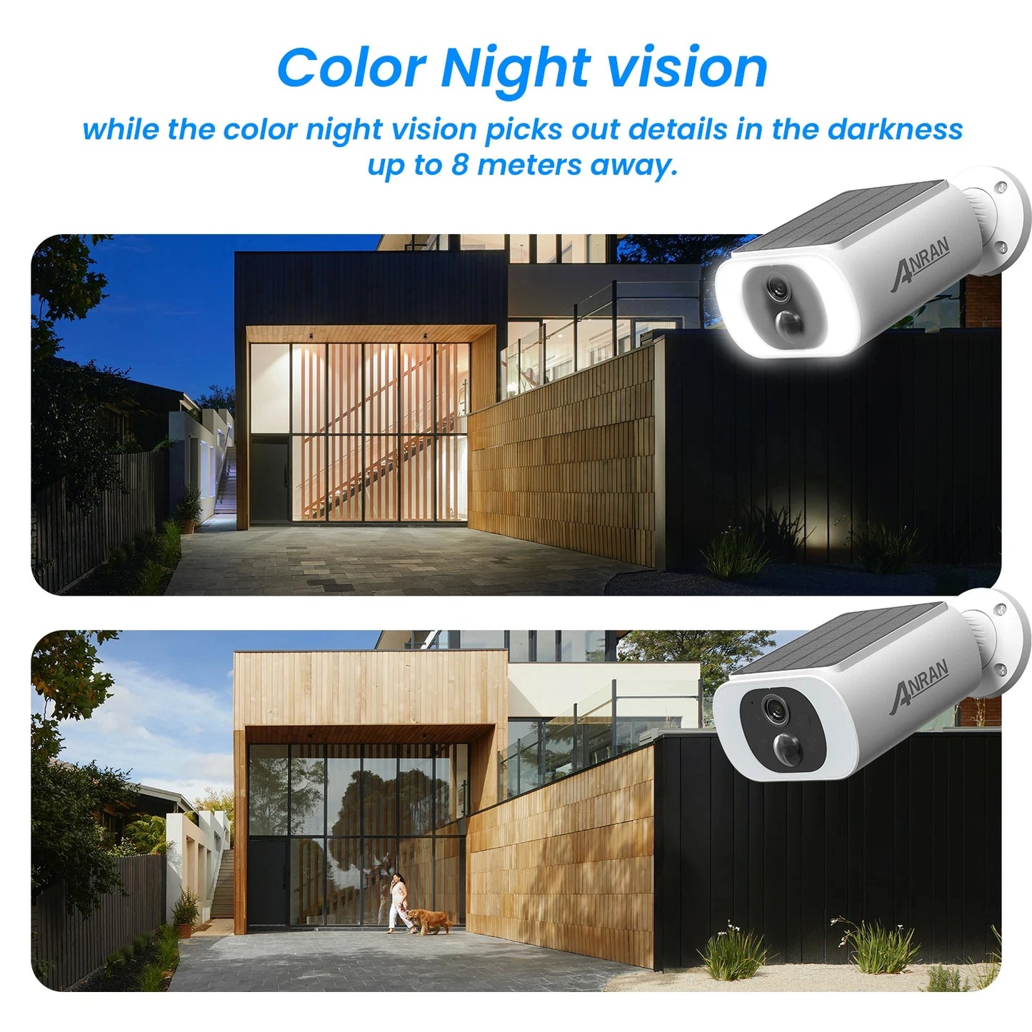 ANRAN 2K Wireless Solar Camera Outdoor Surveillance Integrated Battery Wifi Camera Humanoid Detection Flash Alarm Night Vision - Supersell