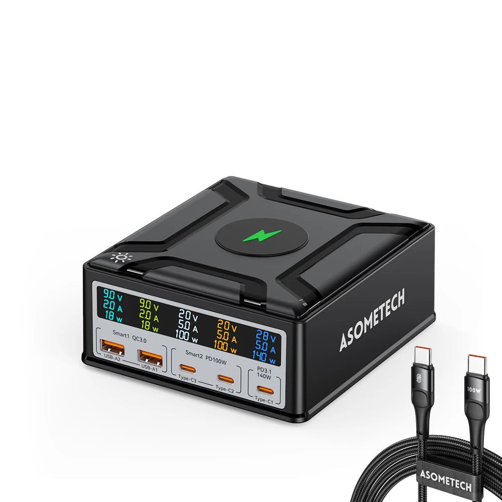 ASOMETECH 260W GaN Charger Digital Display Desktop USB Type C Charger - Supersell