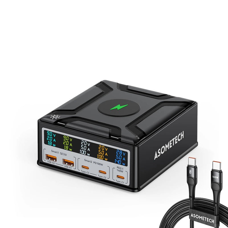 ASOMETECH 260W GaN Charger Digital Display Desktop USB Type C Charger - Supersell