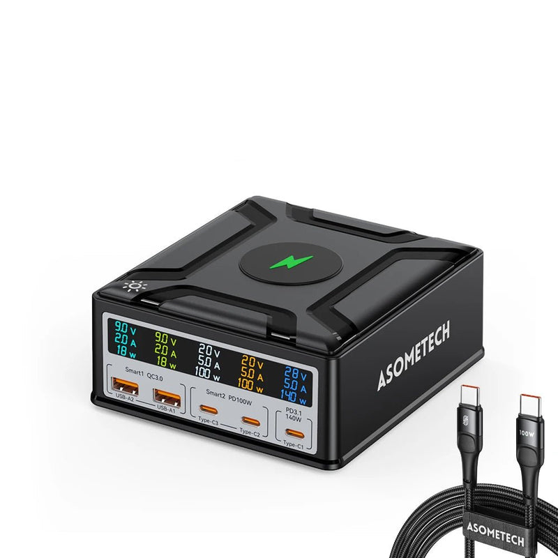 ASOMETECH 260W GaN Charger Digital Display Desktop USB Type C Charger - Supersell