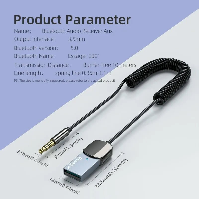 Bluetooth Audio Receiver Dongle USB To 3.5mm Jack Car Audio Aux - Supersell
