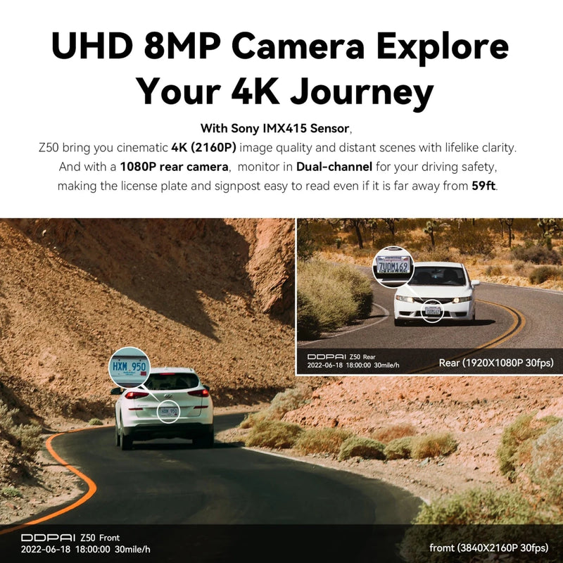 DDPAI Z50 Front and Rear 4K Dash Camera - Supersell