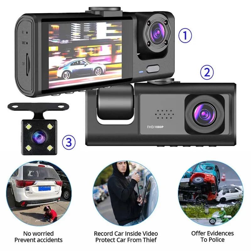 Front Rear Inside Car View 24 Hours Car Security Camera - Supersell