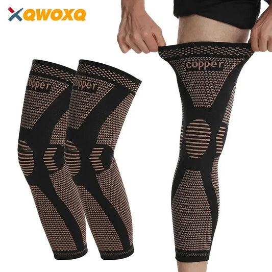 Full Leg Copper Compression Knee Sleeves Support - Supersell