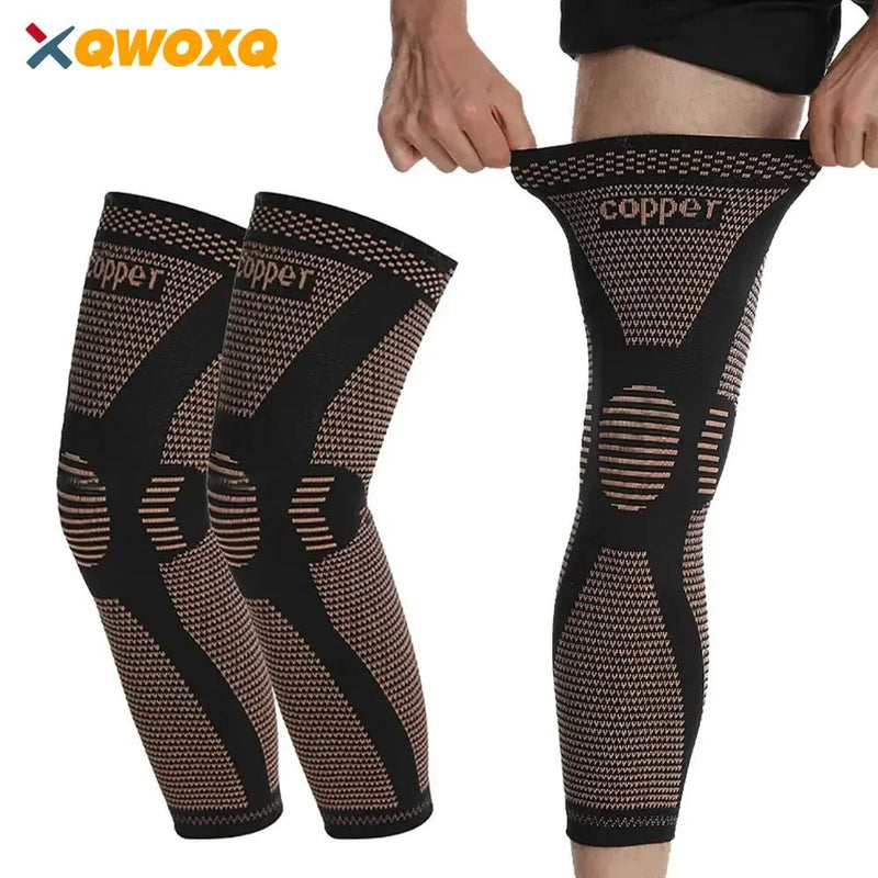 Full Leg Copper Compression Knee Sleeves Support - Supersell