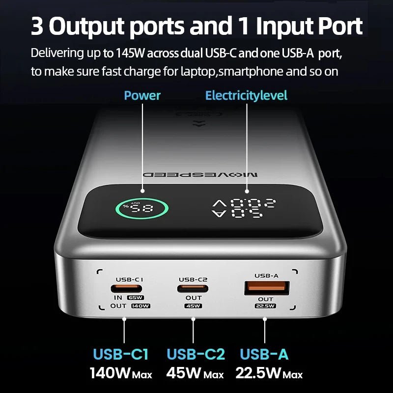 MOVESPEED 140W Power Bank 25000mAh Type C - Supersell