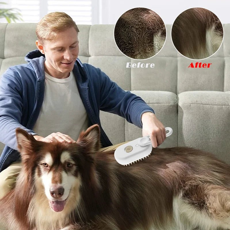 Pet Steam Brush 3 - in - 1 – Steamy Spray, Massage Comb & Hair Removal - Supersell
