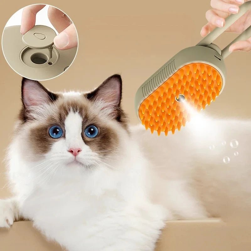 Pet Steam Brush 3 - in - 1 – Steamy Spray, Massage Comb & Hair Removal - Supersell