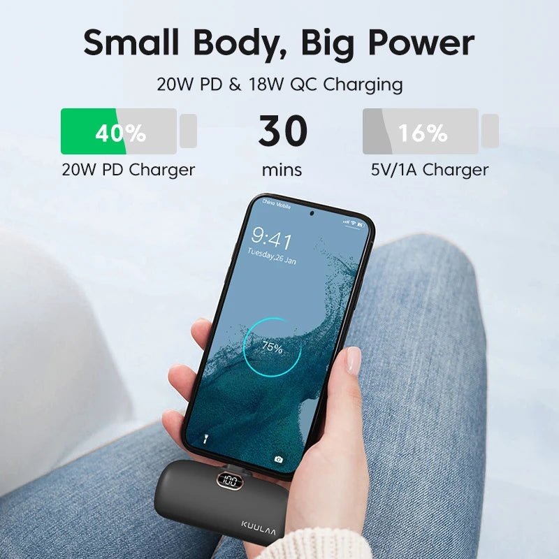 PowerPocket Mini USB - C Charger - 20W Fast Charge & LED Display - Supersell