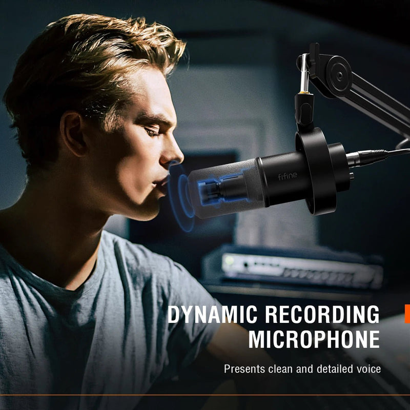 Pro FIFINE USB/XLR Dynamic Microphone with Shock Mount - Supersell