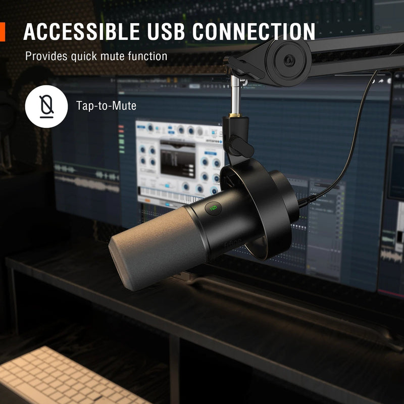 Pro FIFINE USB/XLR Dynamic Microphone with Shock Mount - Supersell