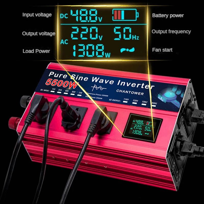 Pure Sine Wave Inverter DC 12v/24v/48v To AC 220v Voltage Converter Car Power Inverter - Supersell