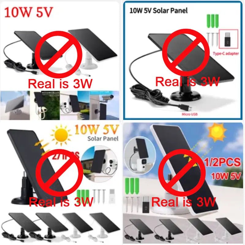 Solar Panel for EufyCam Reolink Argus Micro USB and USB - C Charging - Supersell