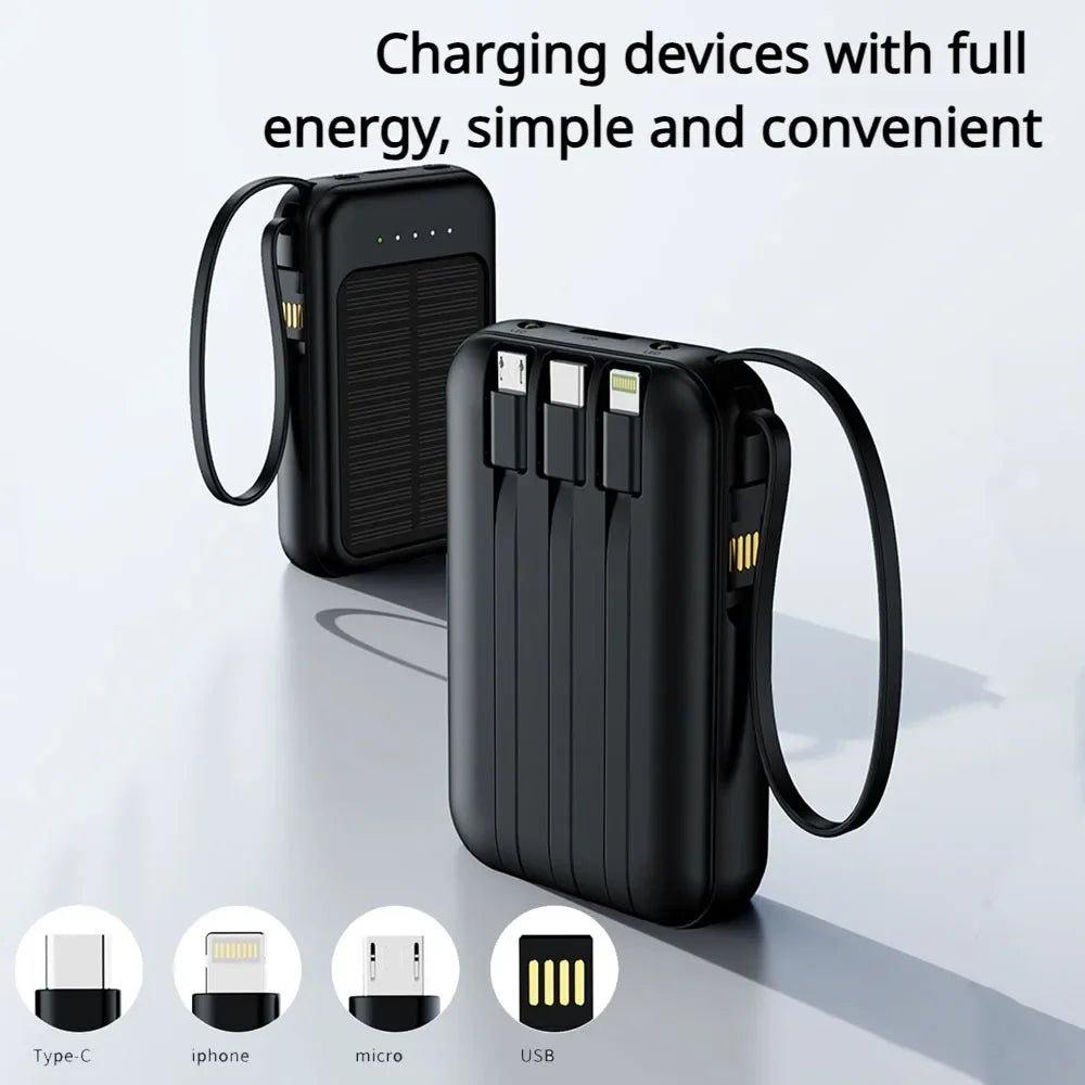 Solar Power Bank Big Capacity with 3 Built - in Cables - Supersell