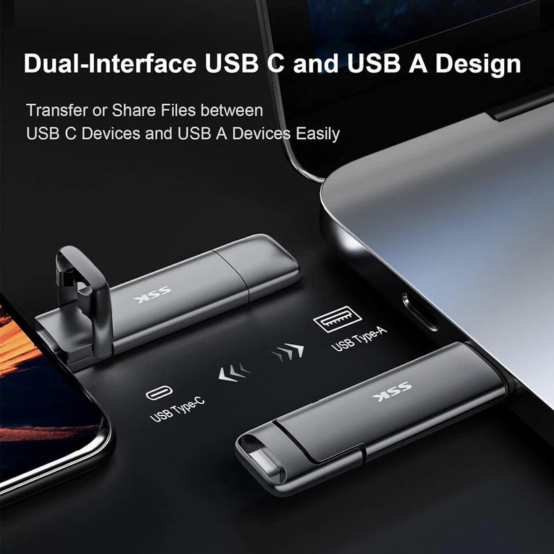 SSK External SSD Type - C + USB A 3.2 Flash Drive - Supersell