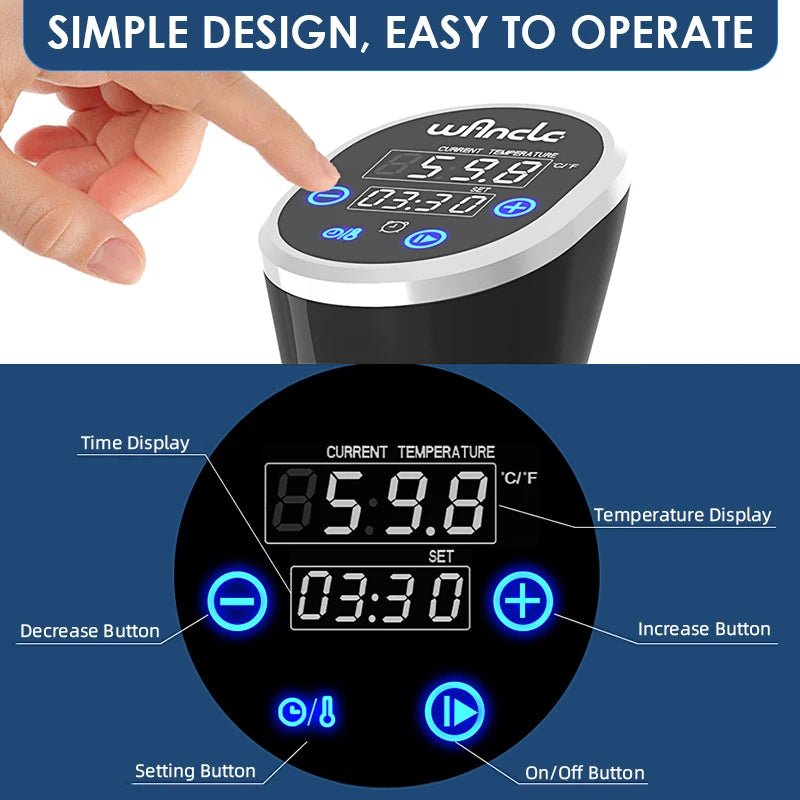 Wancle 1100W Sous Vide Vacuum Cooker with Digital Display - Supersell